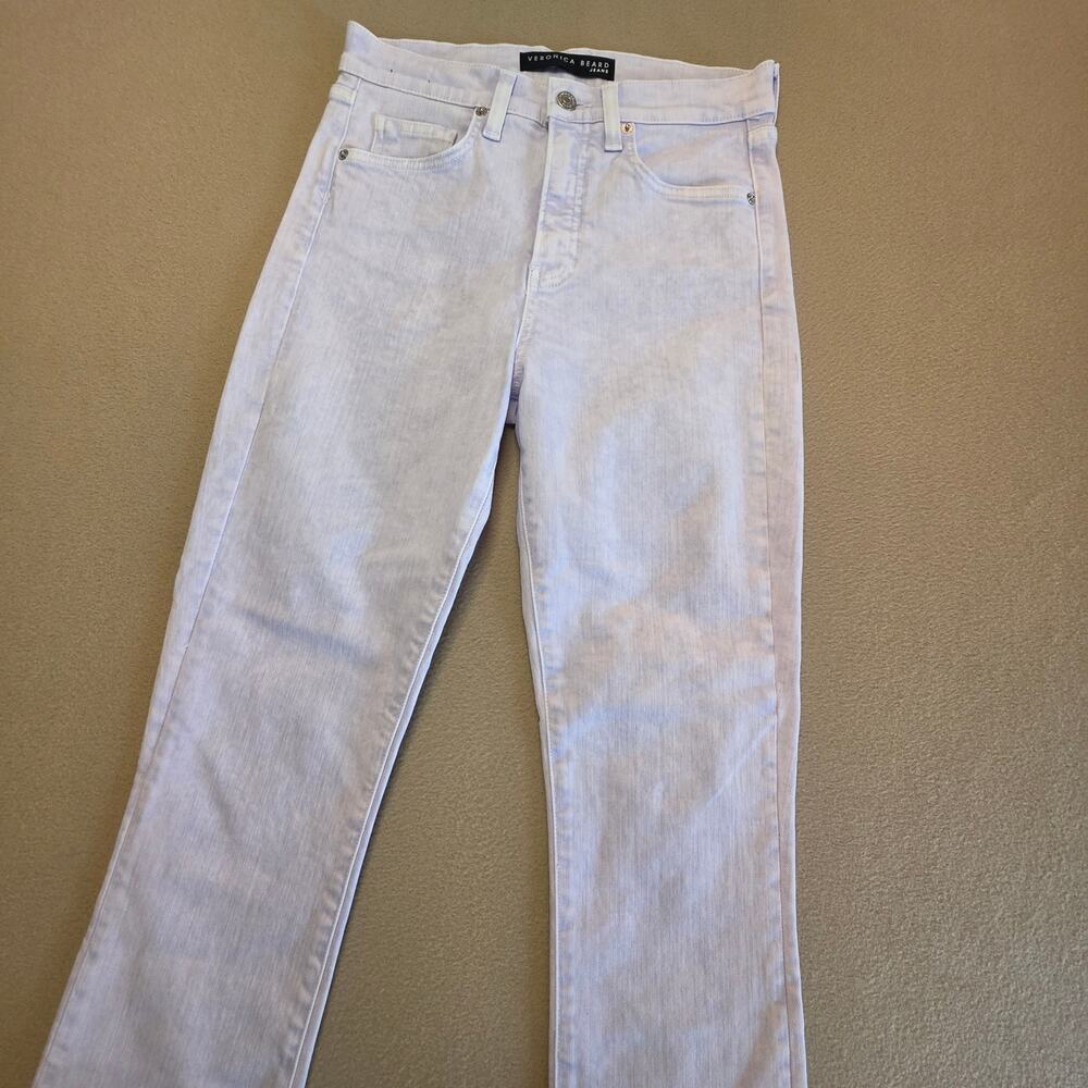 Veronica Beard Carly Kick Flare High-Rise Jeans Lavender Purple Acid-Wash Sz 28